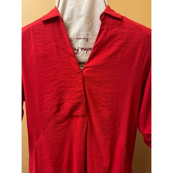 Whistles Lola Collar Shirt Dress Three Quarter Sleeve Red Orange Size XS - Picture 4 of 7